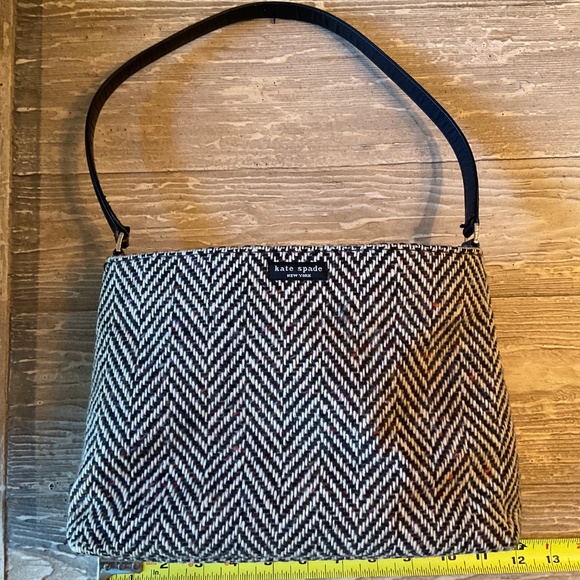 Vintage Kate Spade Wool Herringbone Tweed Handbag - Picture 8 of 8